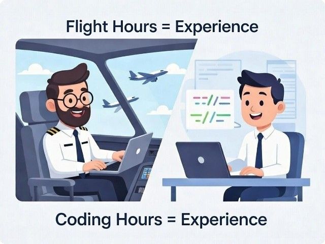Jam Coding bagi programer = Jam Terbang bagi pilot